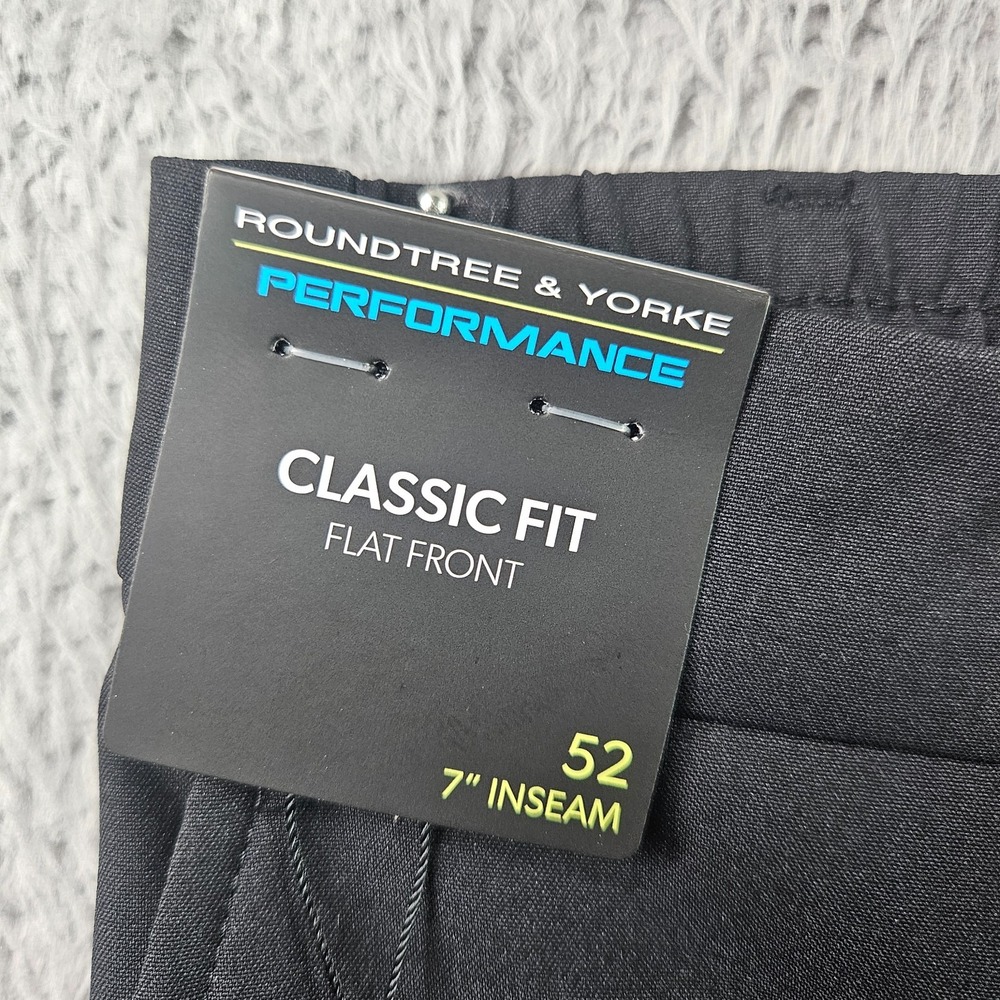 NEW Roundtree & Yorke Performance Shorts Men 52 x 7" Classic‎ Flat Black Golf